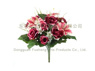 【F5957/18】矮18头老虎兰玫仿真花批发
